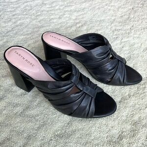 New Taryn Rose Black Leather Mule Sandals